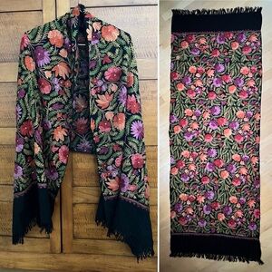 💐Kashmiri? Aari? Embroidered Wool Stole / Pashmina Shawl Wrap Scarf — Durable